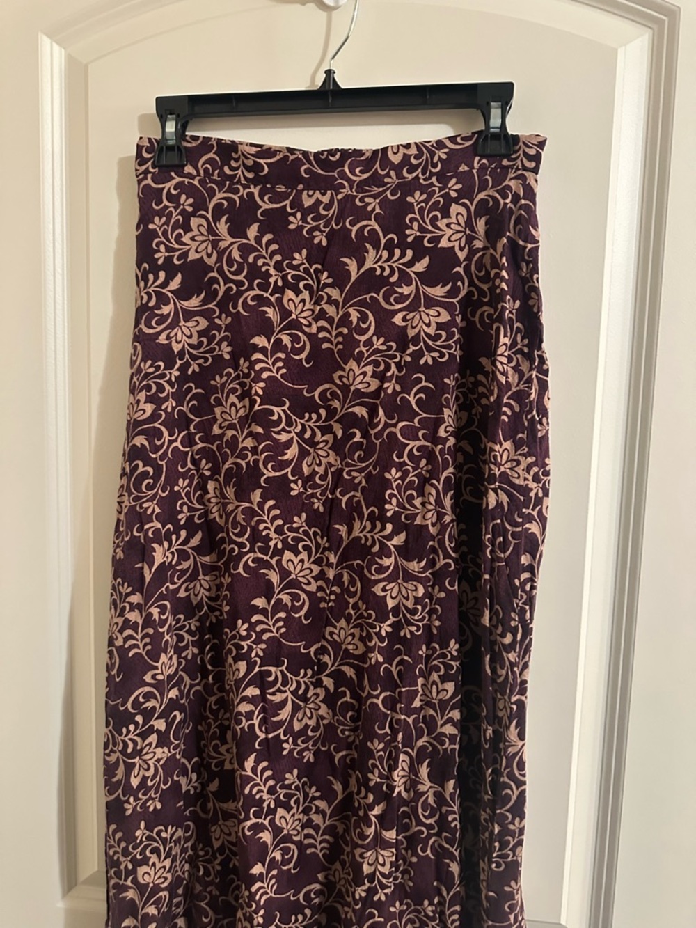 Floral Vine Midi Skirt in Plum and Blush